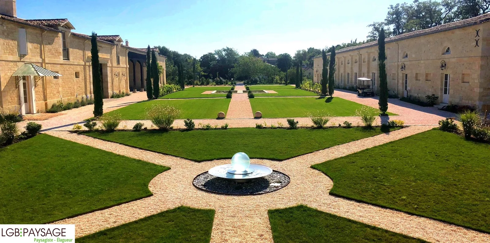 Abords du château après aménagement, composition géométrique